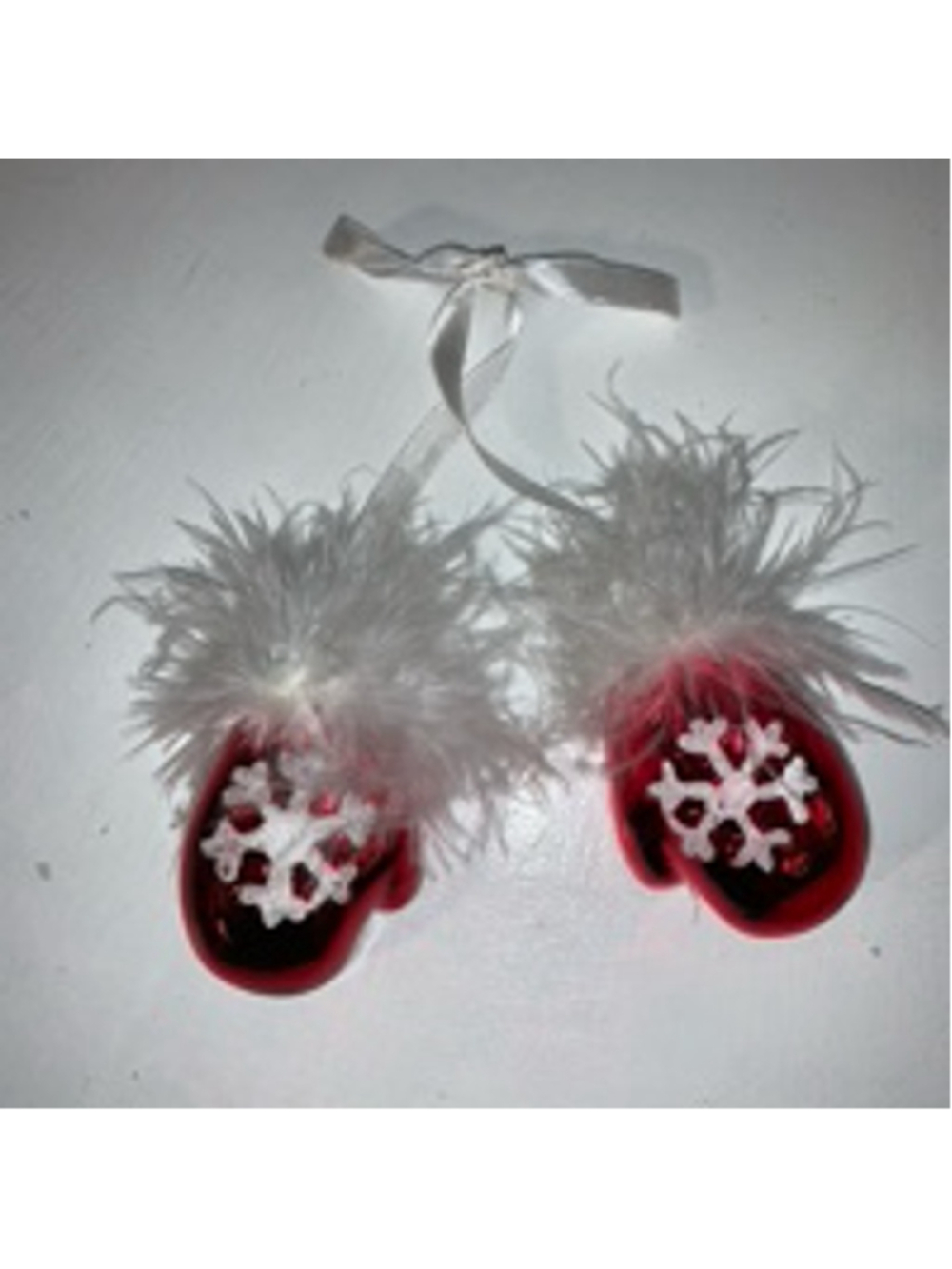Unbranded Glass Holiday Mitten Ornaments One Size Red White